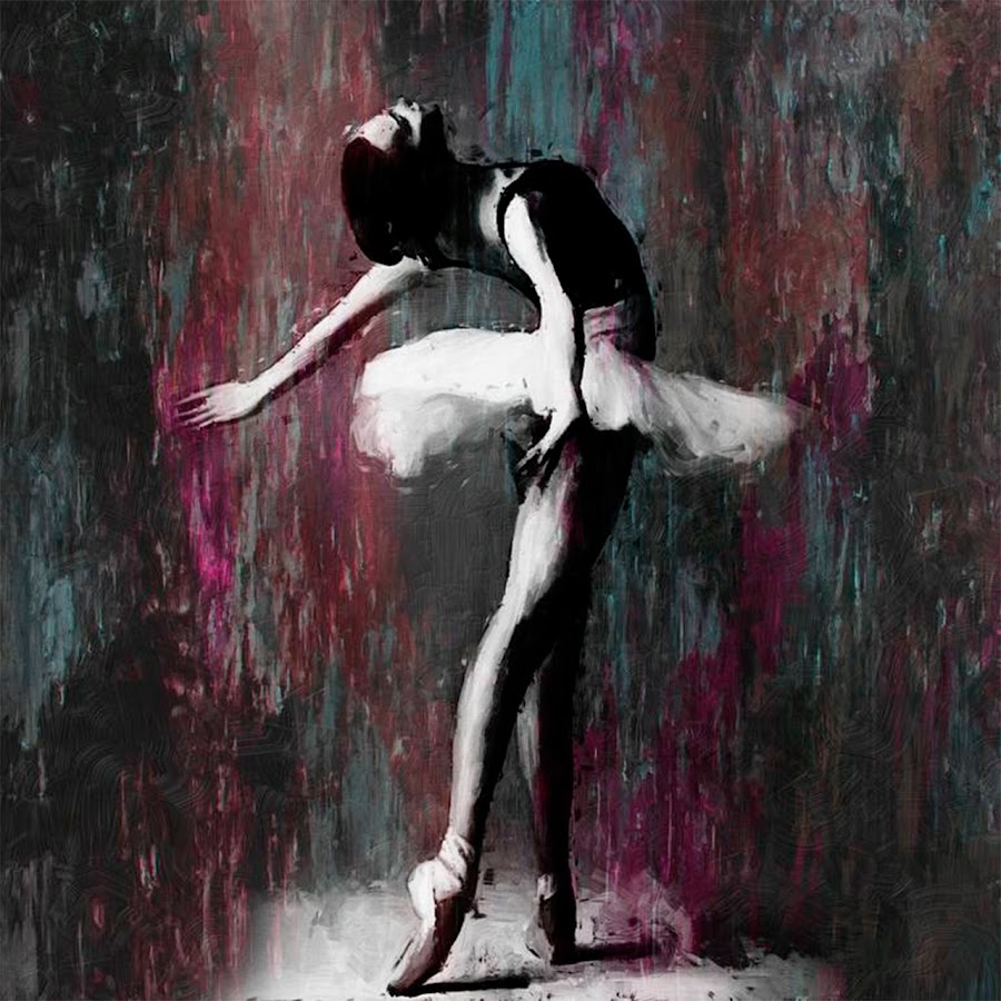 Картина балерина на черном фоне