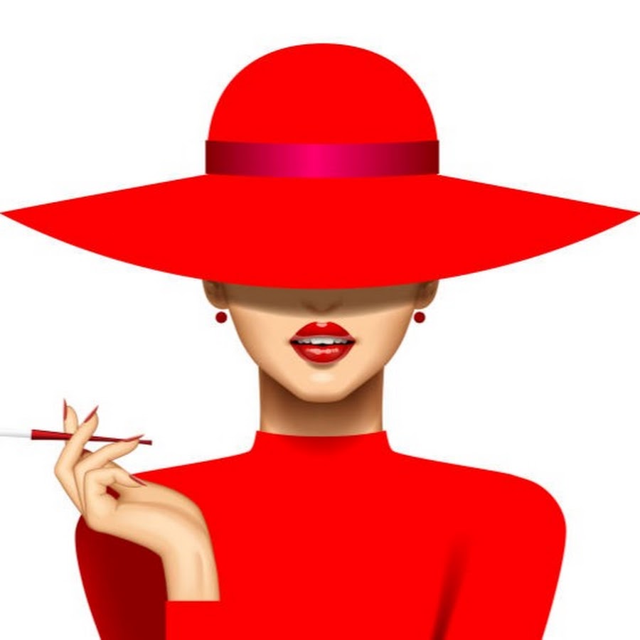 Дама в красной шляпе с сигаретой