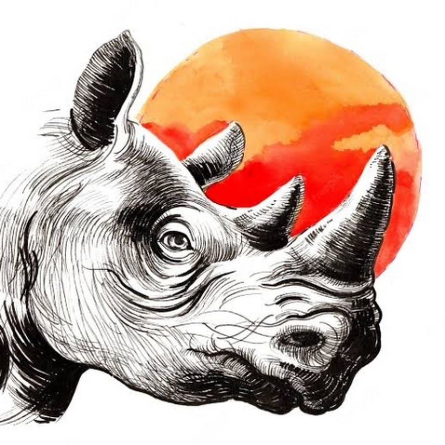 Носорог акварелью