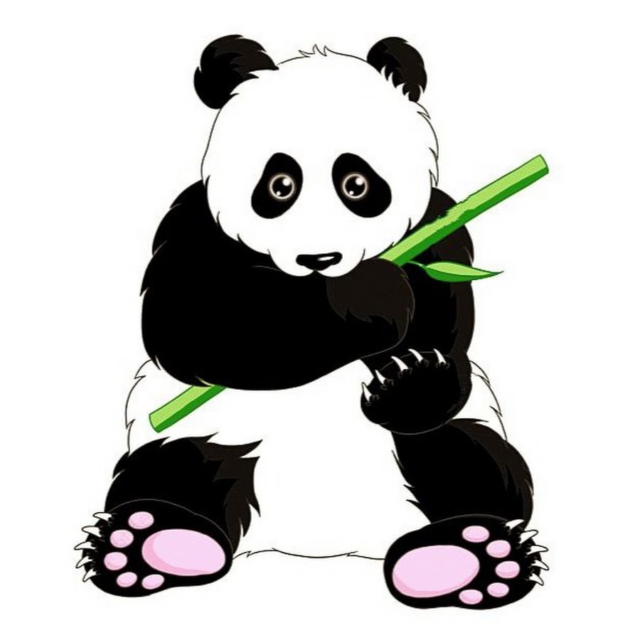 Мультяшная Панда ест бамбук