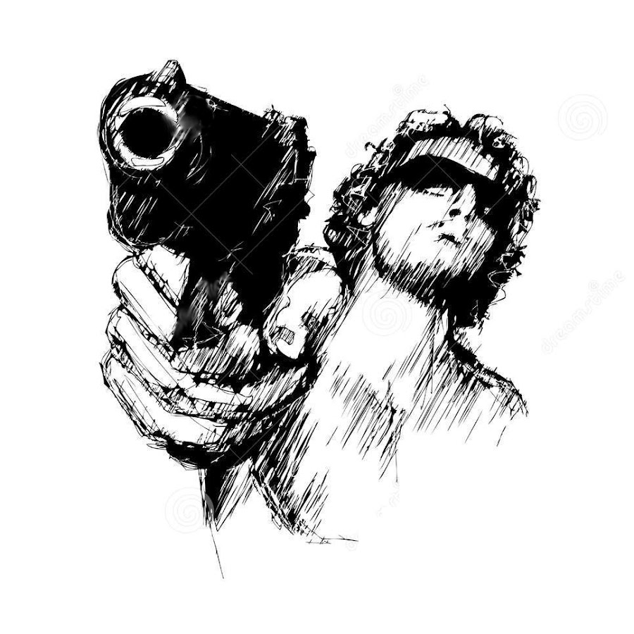 Эскиз человека с пистолетом