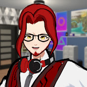 Profile image of a vtuber with long red hair in a red vest with a curcit board pattern and wearing headphones around his neck