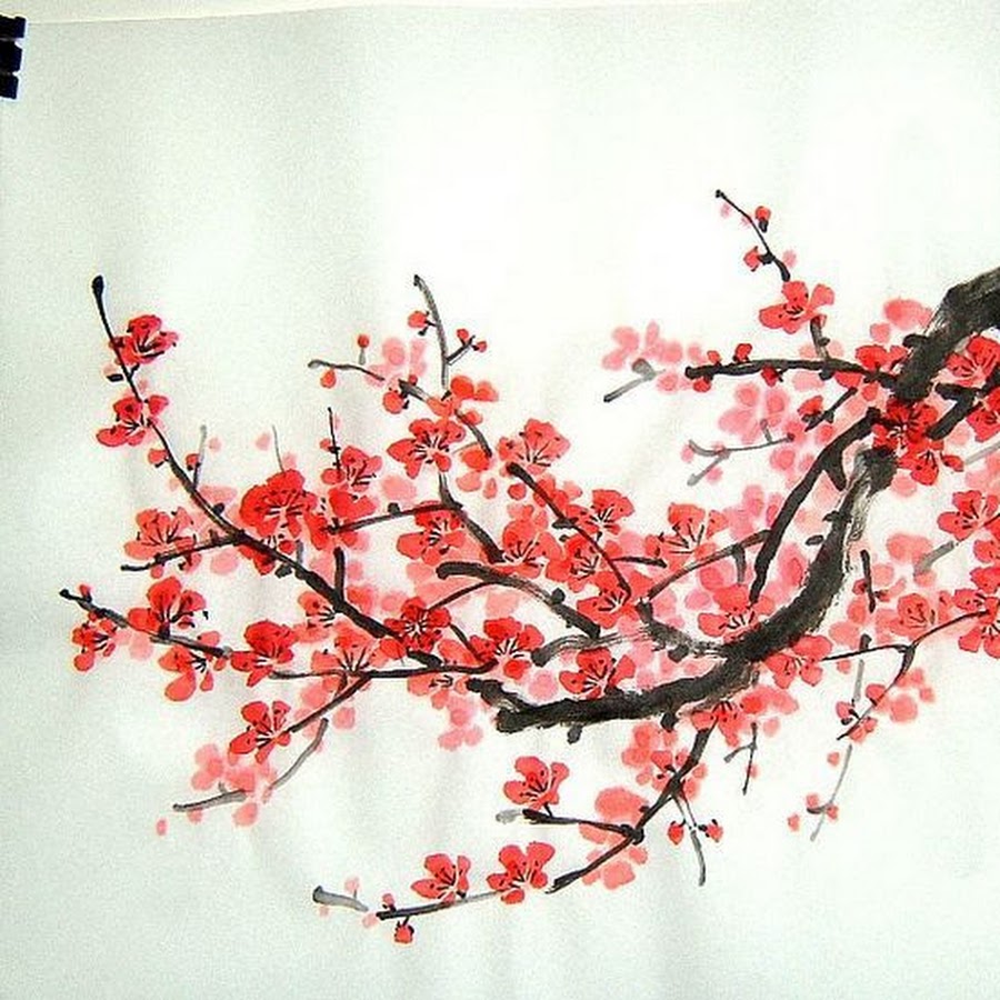 Japanese blossom. Китайская живопись слива мэйхуа. Японские мотивы в живописи. Картины в японском стиле. Китайская живопись Сакура.