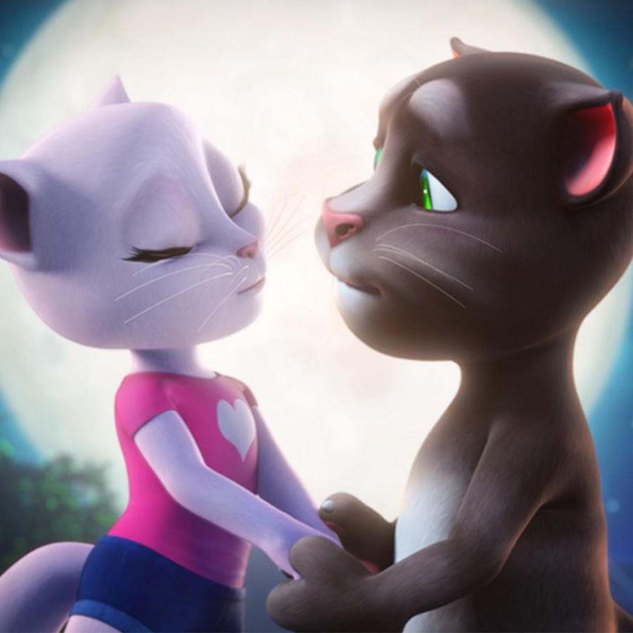 Том поцелуй. Talking Tom and Angela. Том и его друзья Анджела. Анджела 2 и том 2 любовь.