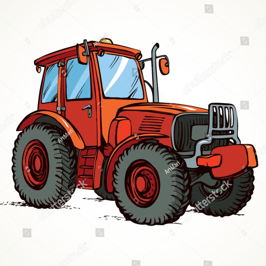 Красный трактор вектор