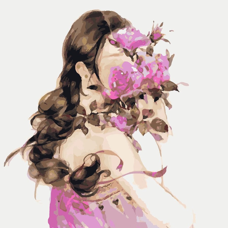 Волосы цветы девушка акварель