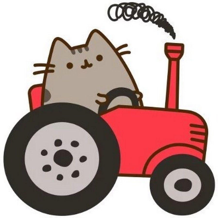 Трактор котик. Стикеры трактор. Трактор мультяшный. Коте и трактор. Кот на тракторе.