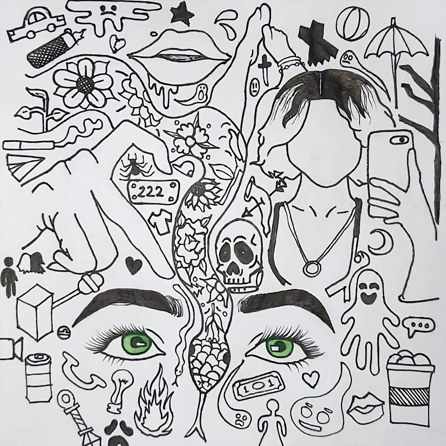 trippy stoner drawings black and white