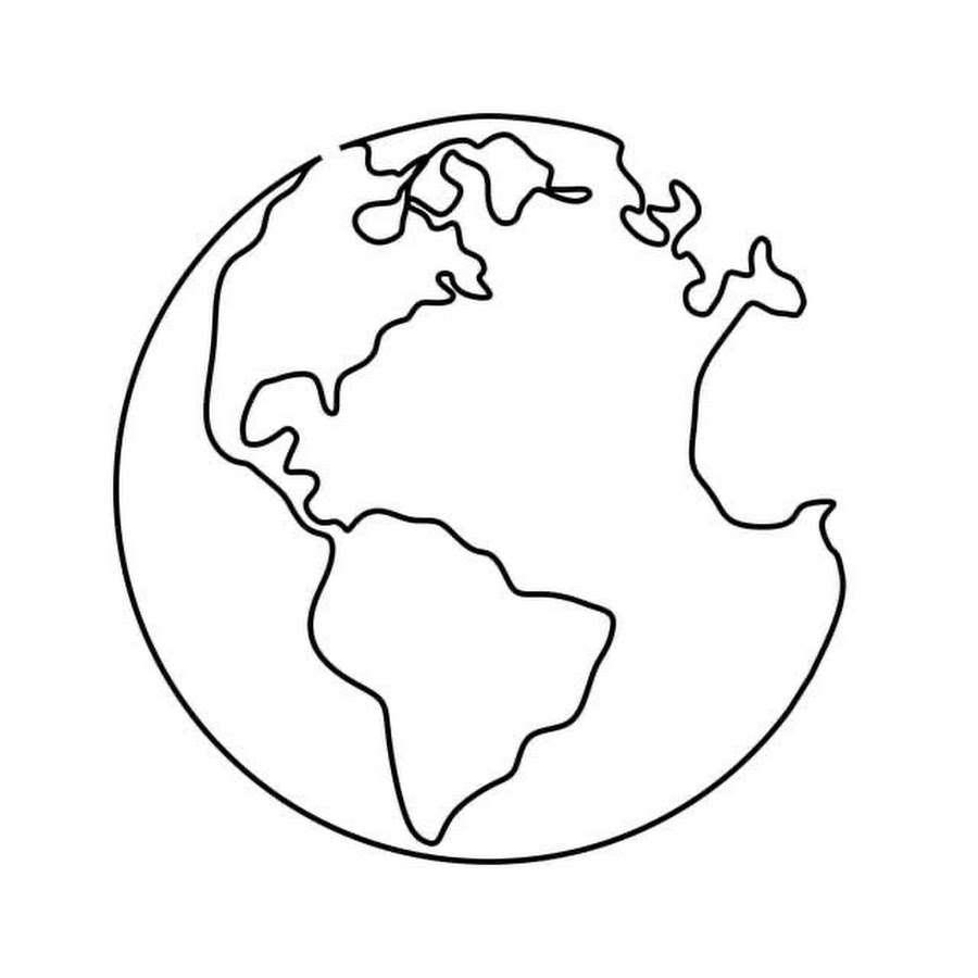 Земной шар контурный рисунок