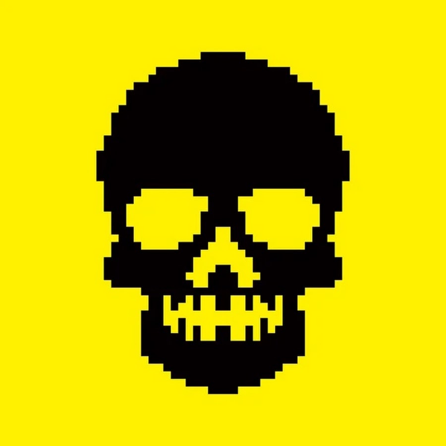 Пиксельный череп жёлтый