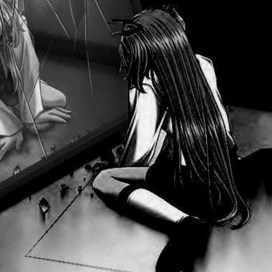 аниме фото девушек черно белое грустное