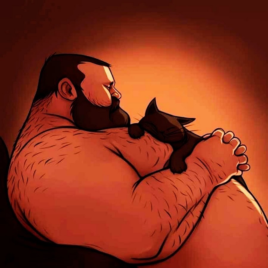 Бородатый мужик с котом