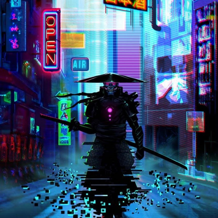 Neon cyberpunk samurai фото 70