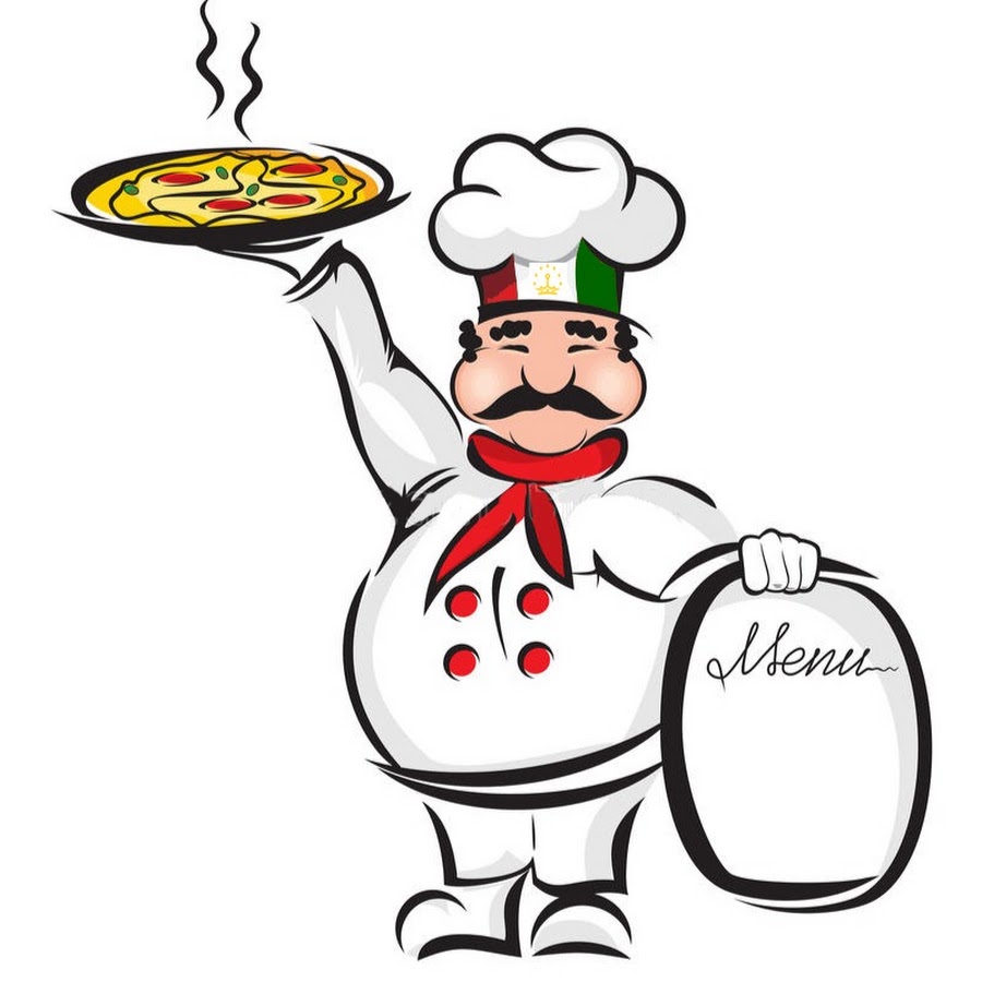 Итальянский шеф повар с пиццей рисунок