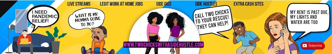 Two Chicks with a Side Hustle Youtube Channel Banner