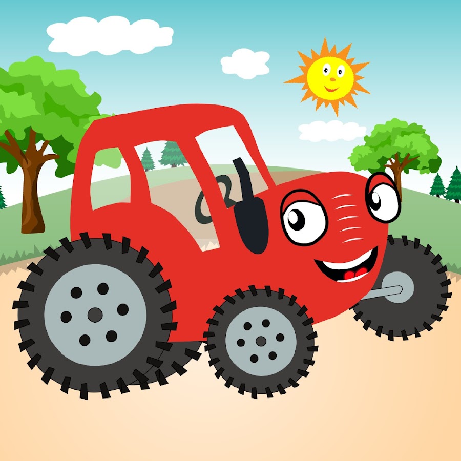 Трактор машинки сборник. Красный трактор. Трактор мультяшный. Красный трактор для детей. Трактор красный трактор для малышей.