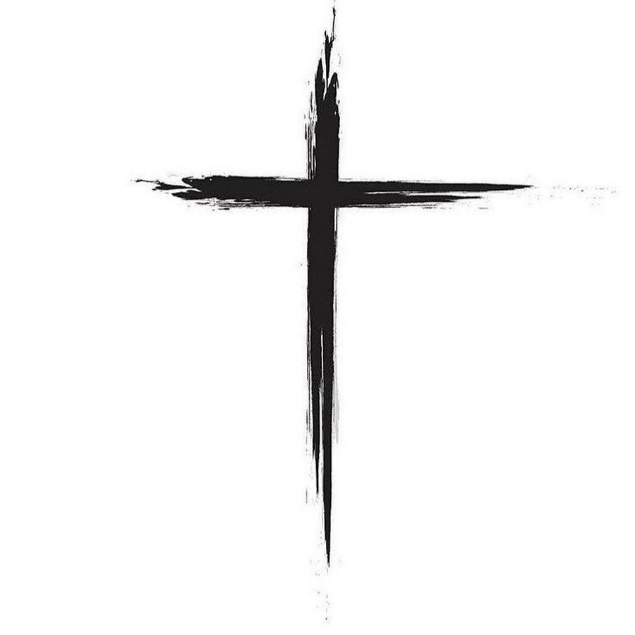 Перевернутый крест на белом фоне Татуировка