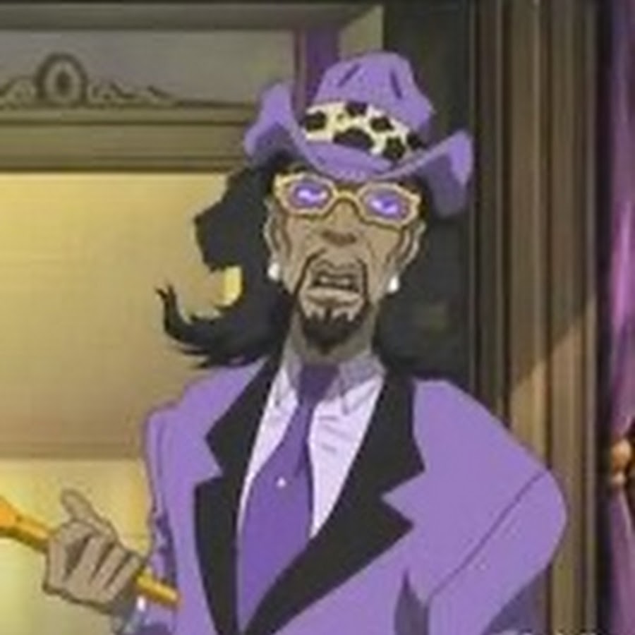 Pimp named slickback. Boondocks сутенер. Сутенер по имени прилизанный. Сутинер по имени прилизанный. Анимешный сутенер.