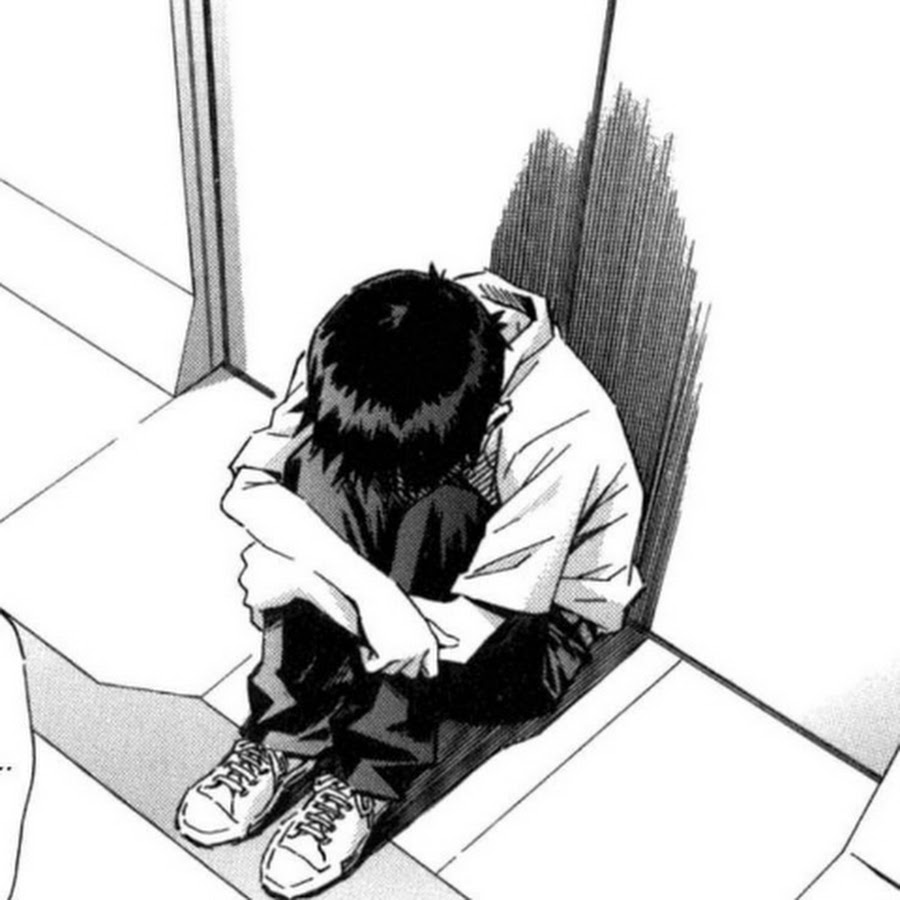Сидящий человек рисунки аниме