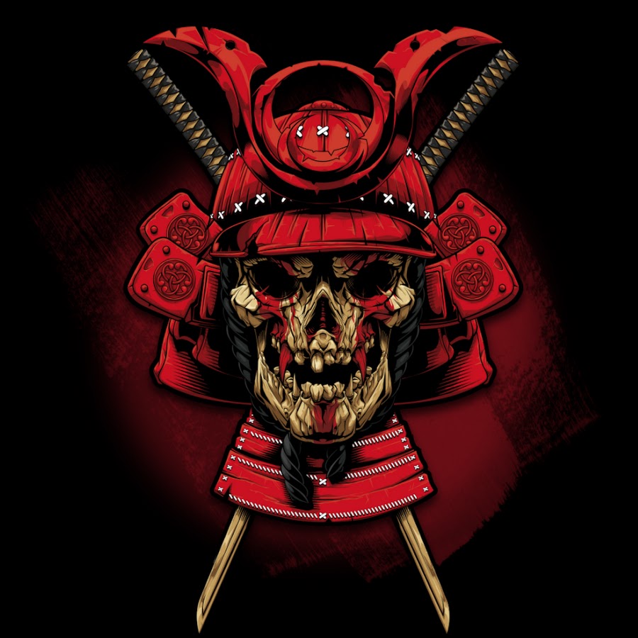 Самурайский шлем черно красный