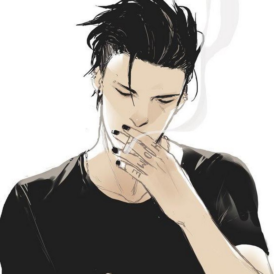 Темноволосый мужчина с сигаретой арт