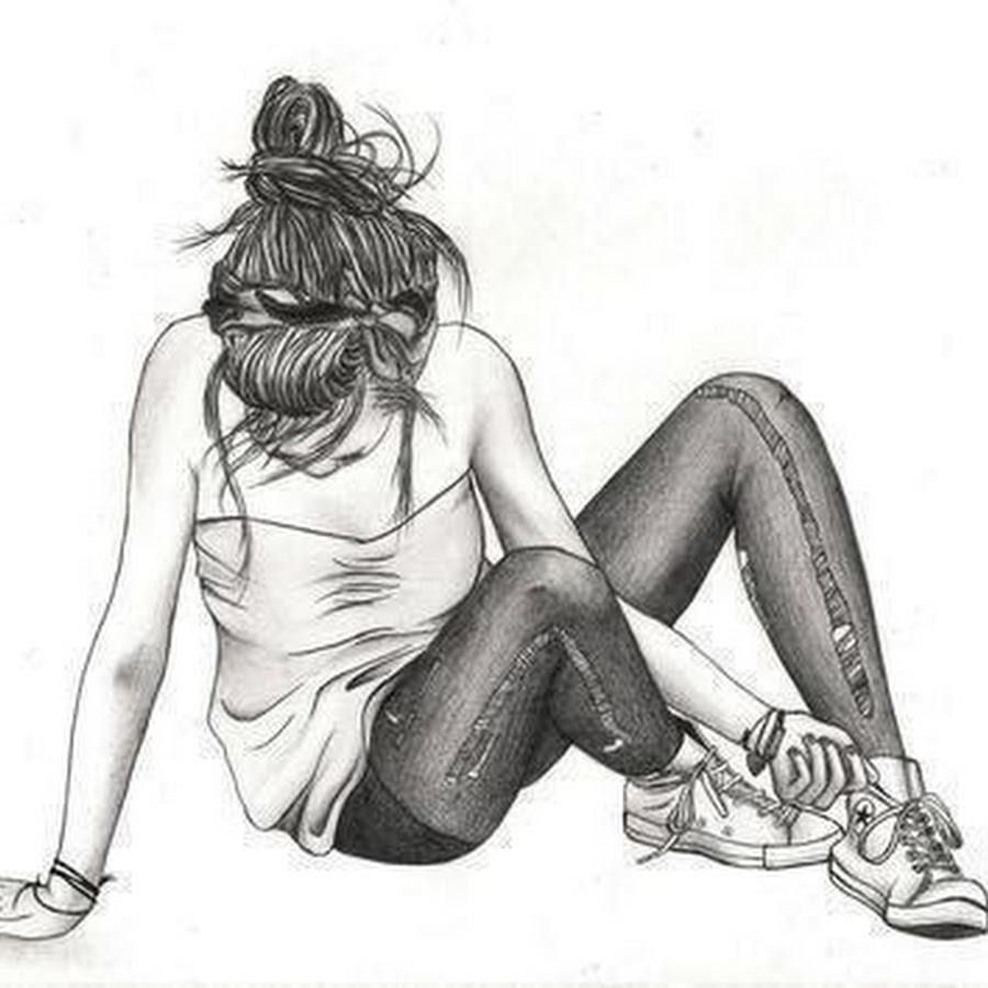 Зарисовка девушка в кроссовках