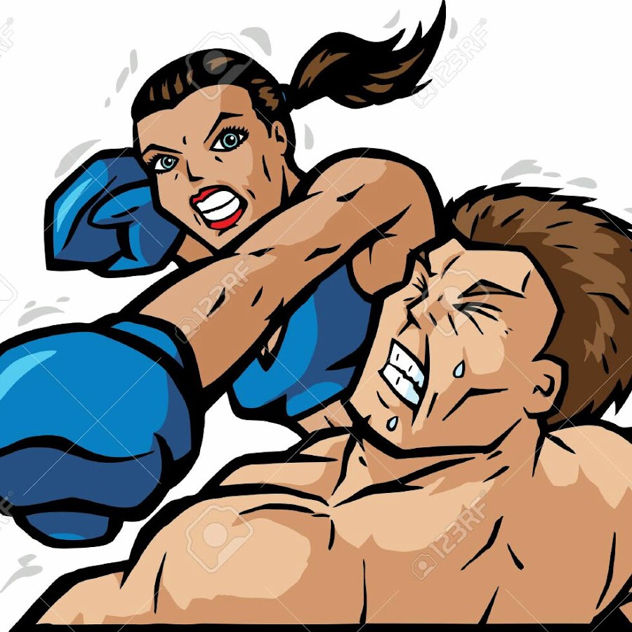 Женский бокс карикатура