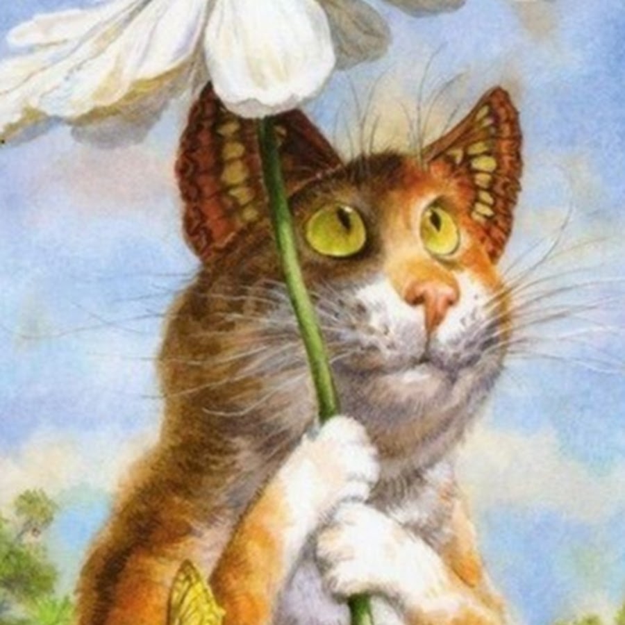 Картина кот с зонтиком