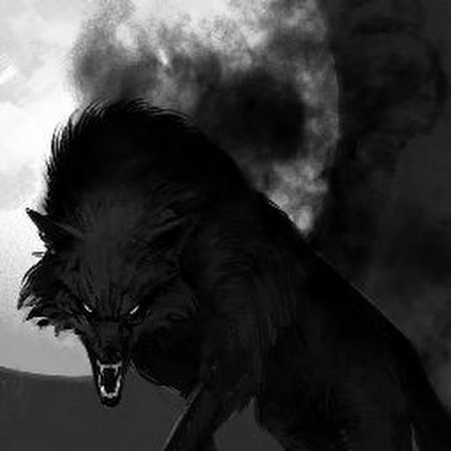 Черный волк с красными глазами арт