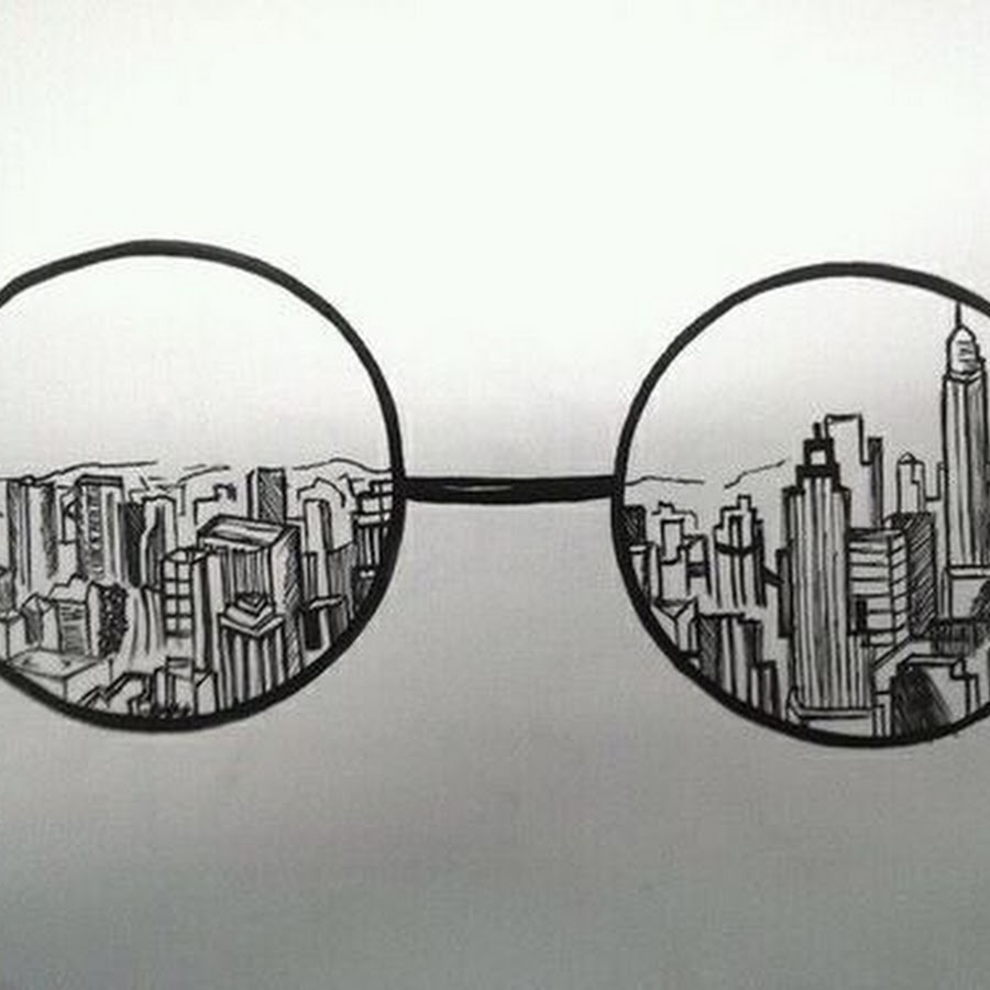 Отражение города в очках арт