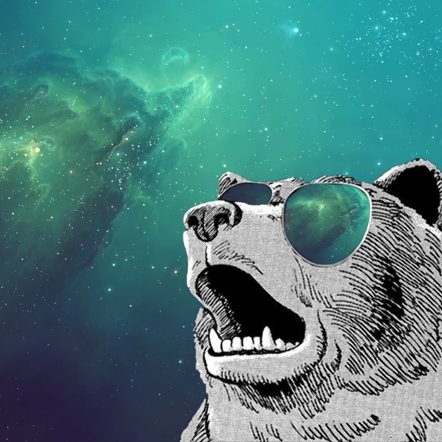 Медведь с цветами в очках арт