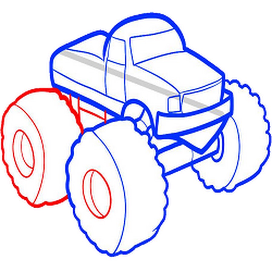 Как нарисовать монстр трак ребенку 3 года