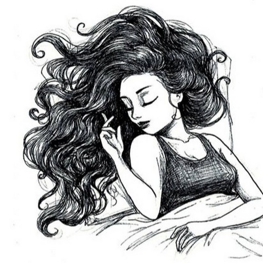 Рисунки волнистых волос с боку девушки
