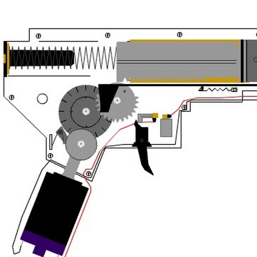 Схема страйкбольного привода