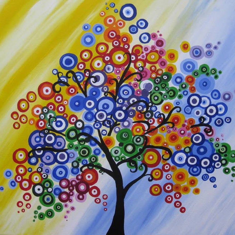Картина дерево с кружочками