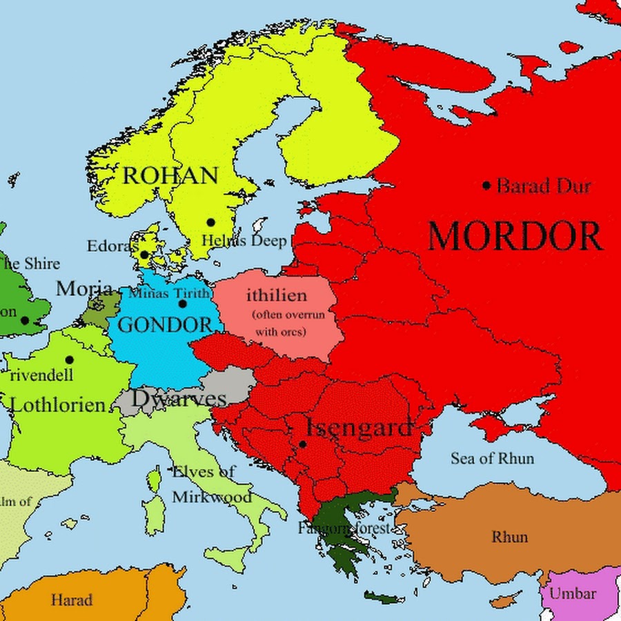Средиземье политическая карта