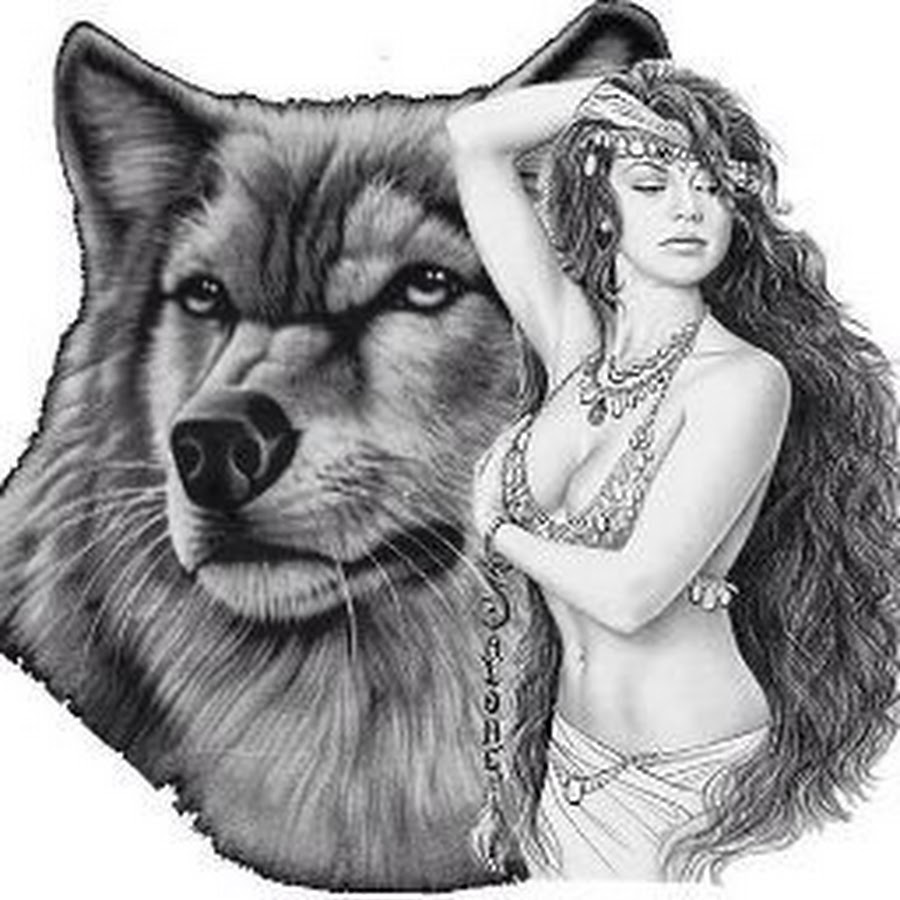 Кудрявая девушка и волк