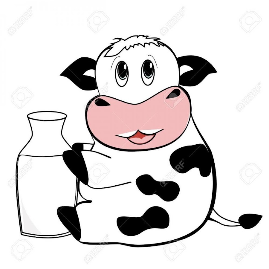 Корова с молоком раскраска для малышей