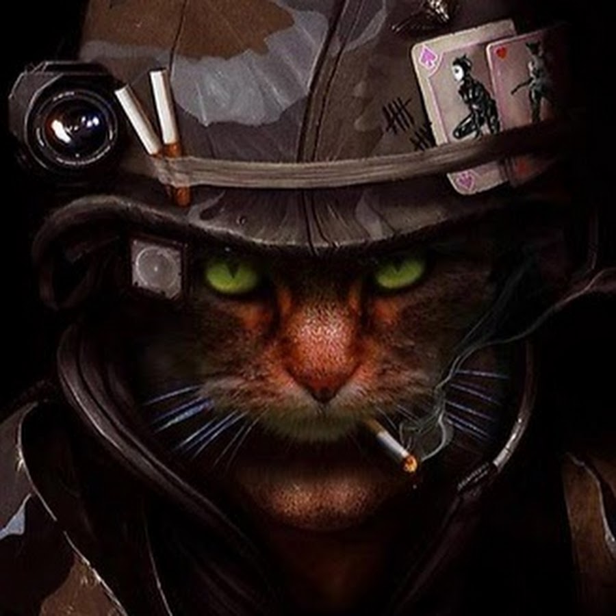 Кот с сигаретой арт