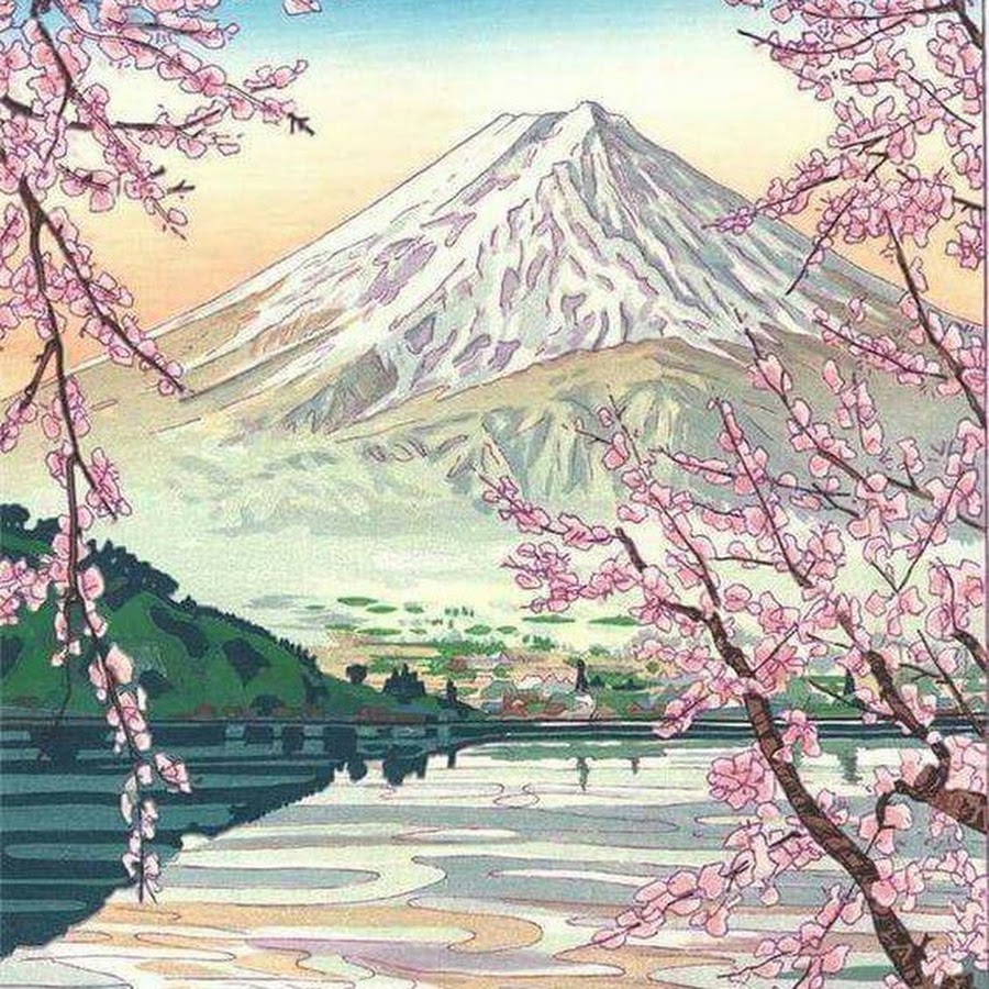 Япония гора Фудзияма и Сакура картины