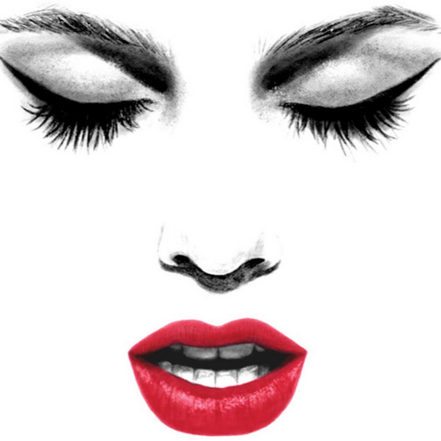 Нарисованная девушка с красными губами