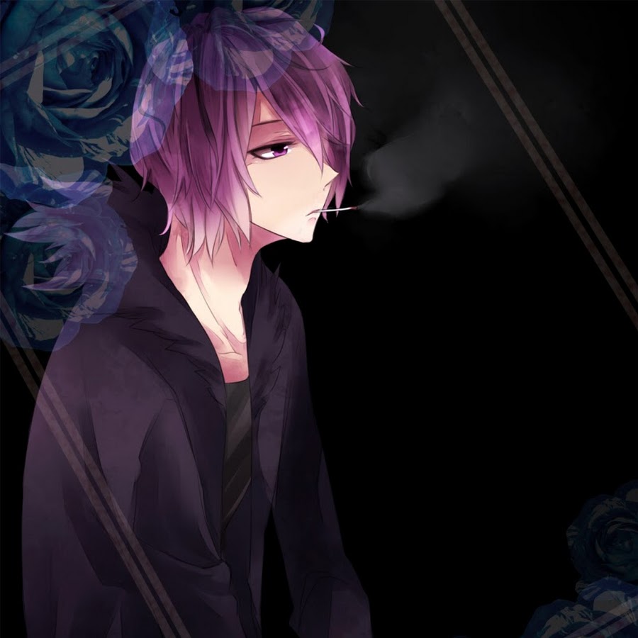 Аниме мальчик с фиолетовыми волосами