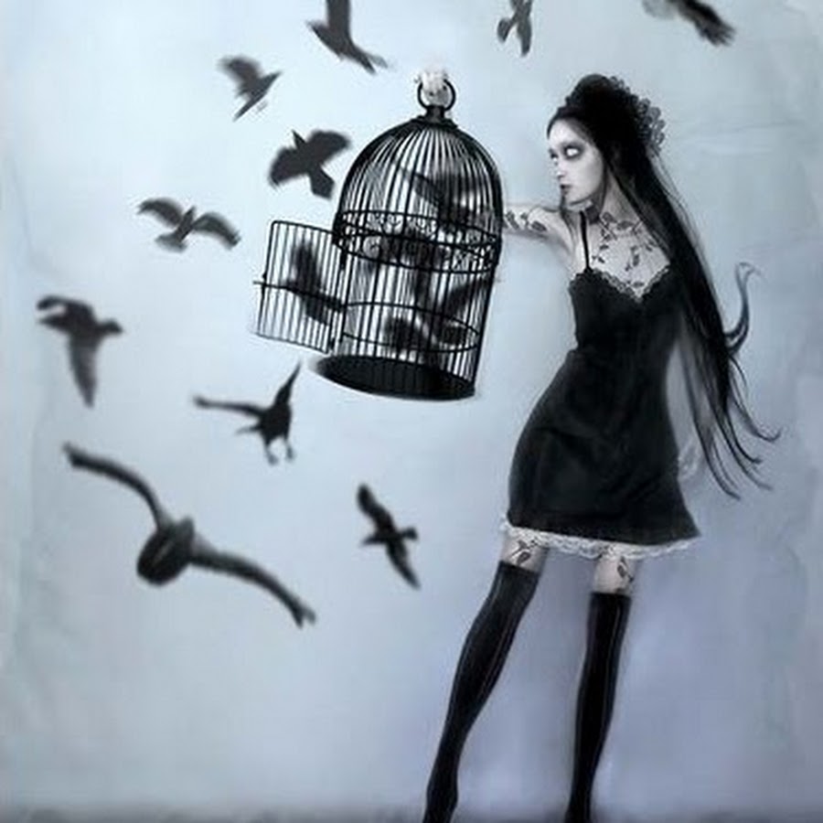 Девочка и клетка птицей