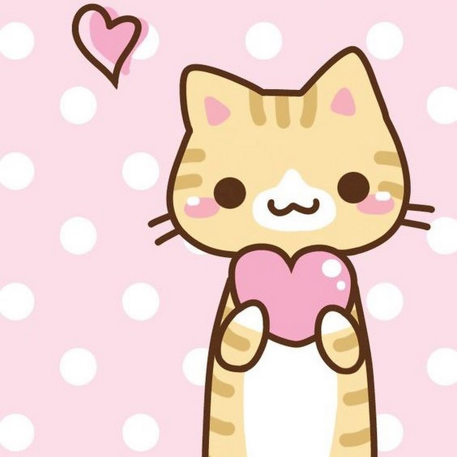 Котик с сердечком рисунок