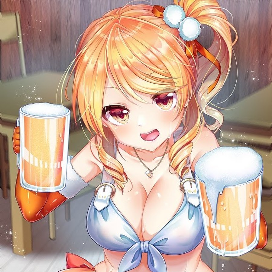Аниме девушка с кружкой пива