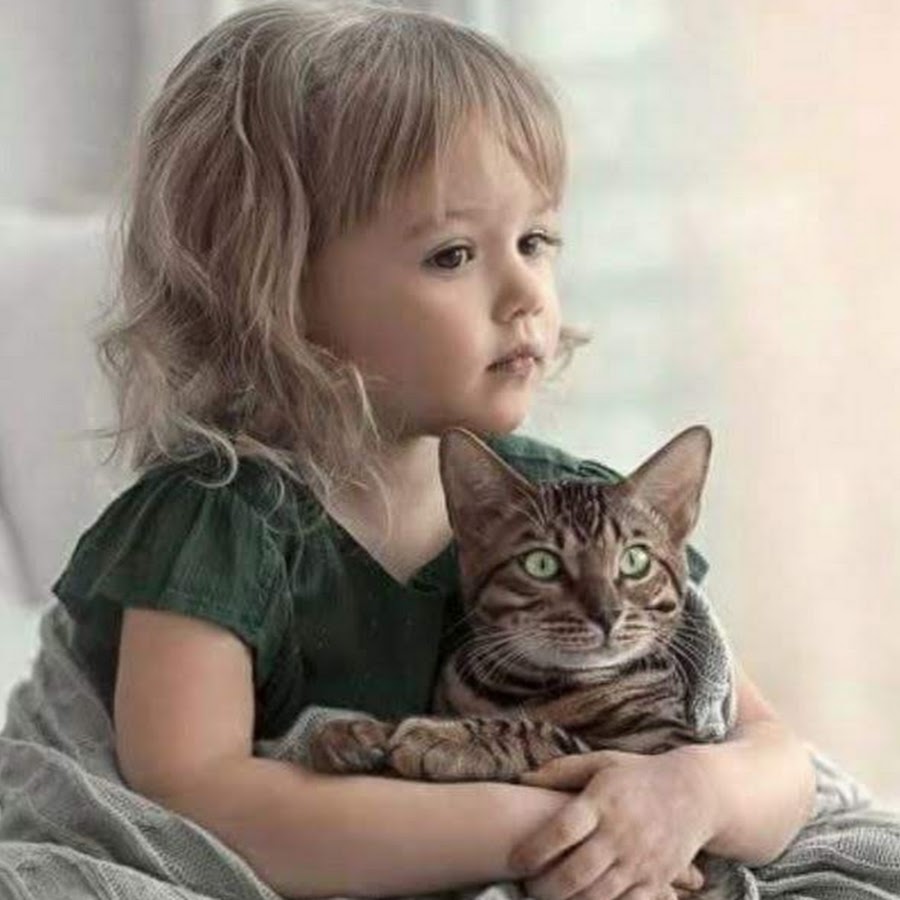 Оригинальное фото ребенка с кошкой