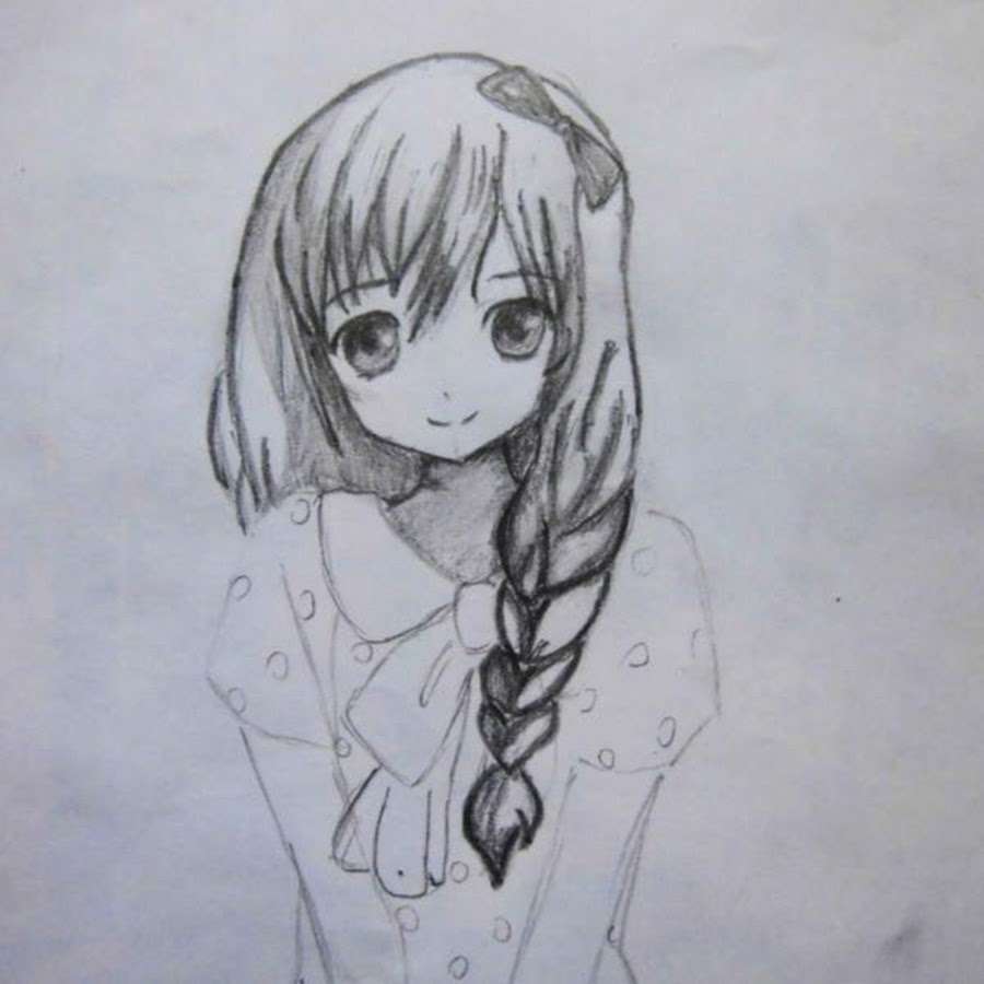 Маленькая девочка аниме рисунок карандашом