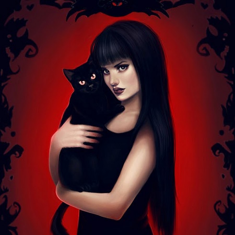 Девушка с черным котом