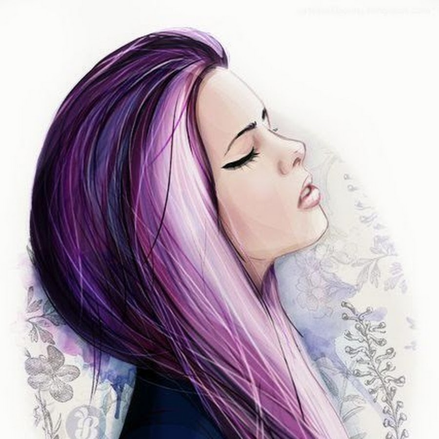 Рисунки для срисовки милые девушки с цветными волосами
