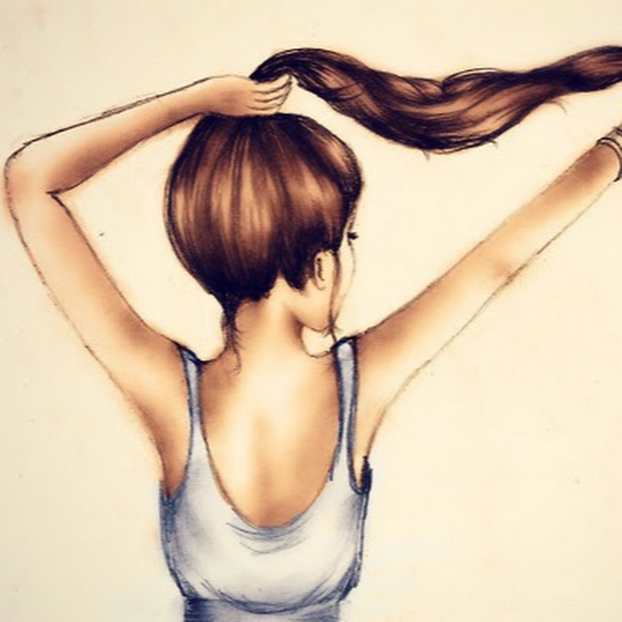 картинки на аватарку для женщин нарисованные спиной